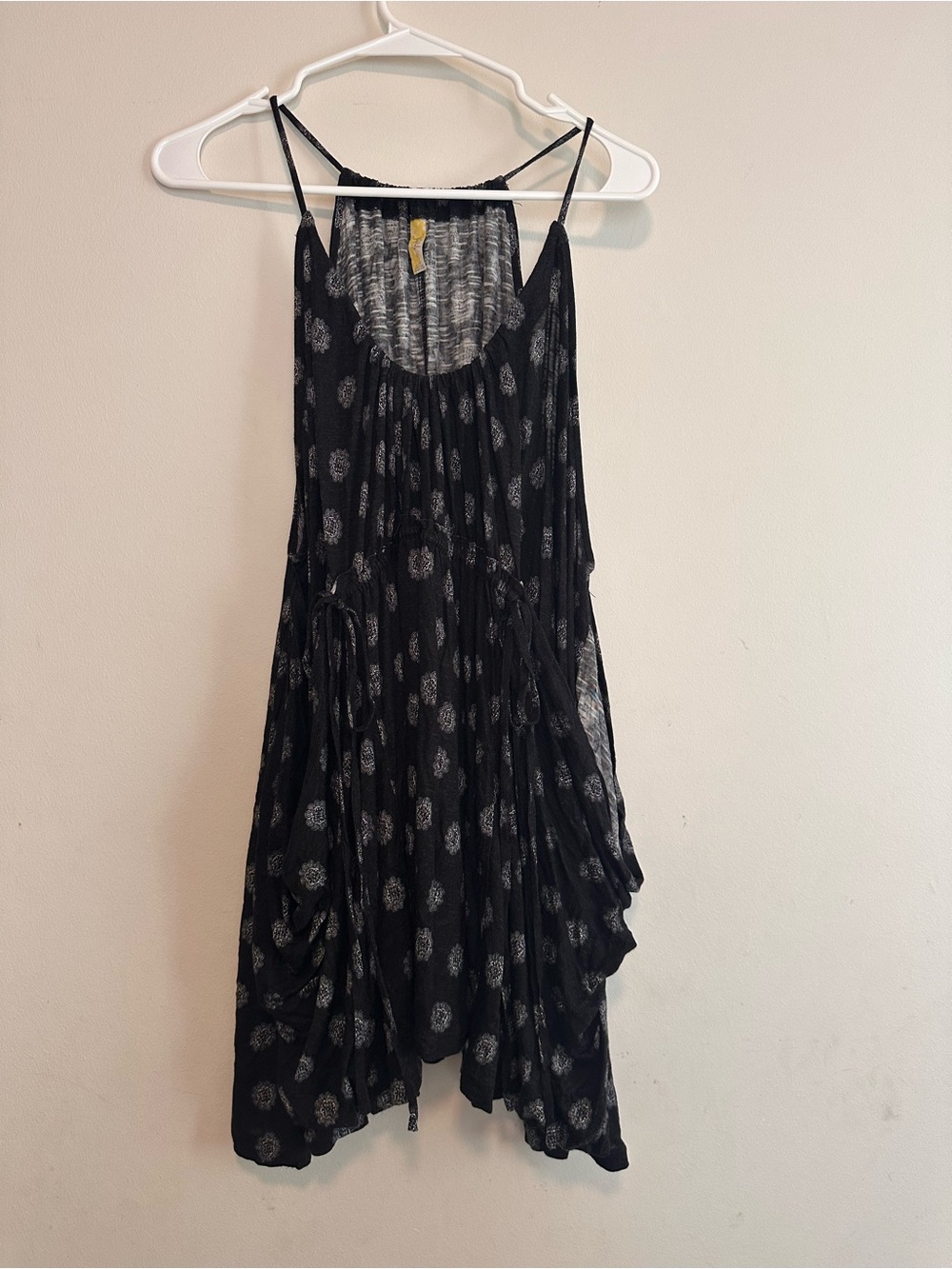 Free People Kimmie Black Spotted Spaghetti-Strap dress